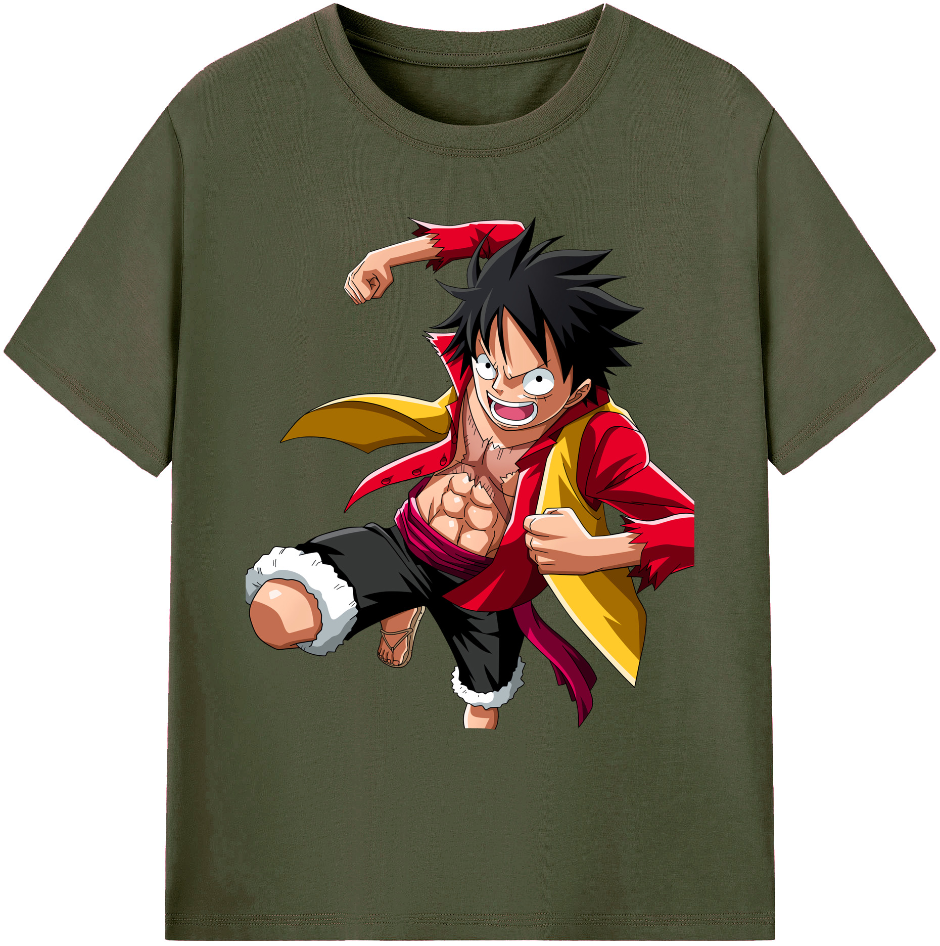 ワンピース モンキー・D・ルフィ ONE PIECE Monkey D. Luffy 綿100％ メンズ半袖Tシャツ｜肌触りやわらか＆通気性